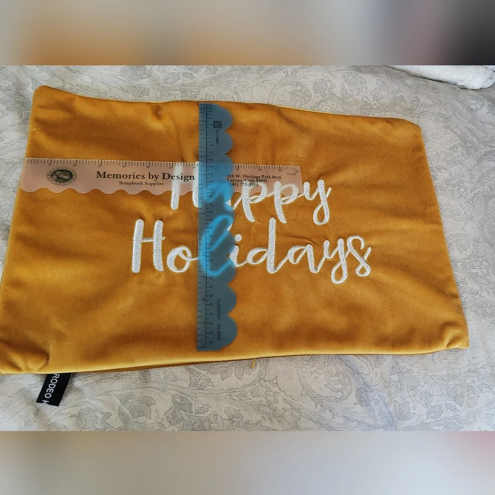4/$15 SALE Gold Mustard Happy Holidays Pillow From Rodeo Home